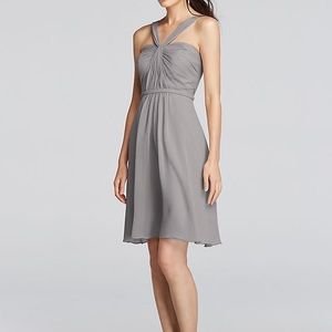 Bridesmaid Dress - Y Neck Mesh (Light Grey)
